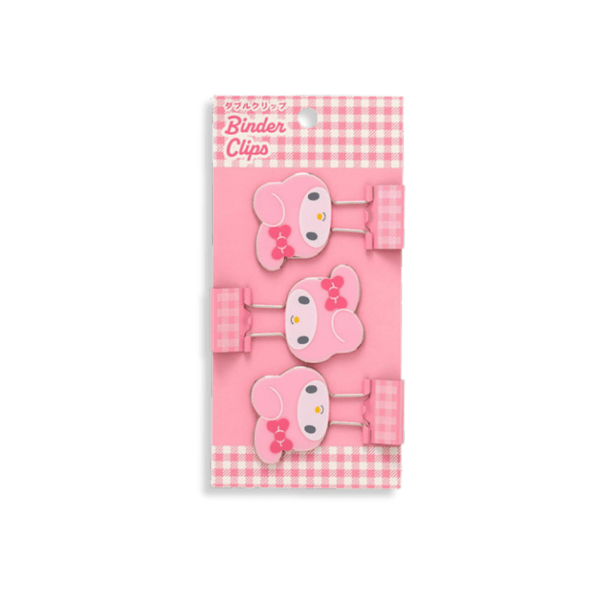 Sanrio My Melody Gingham Binder Clips 3 - pcs Set - Twinkle Glory