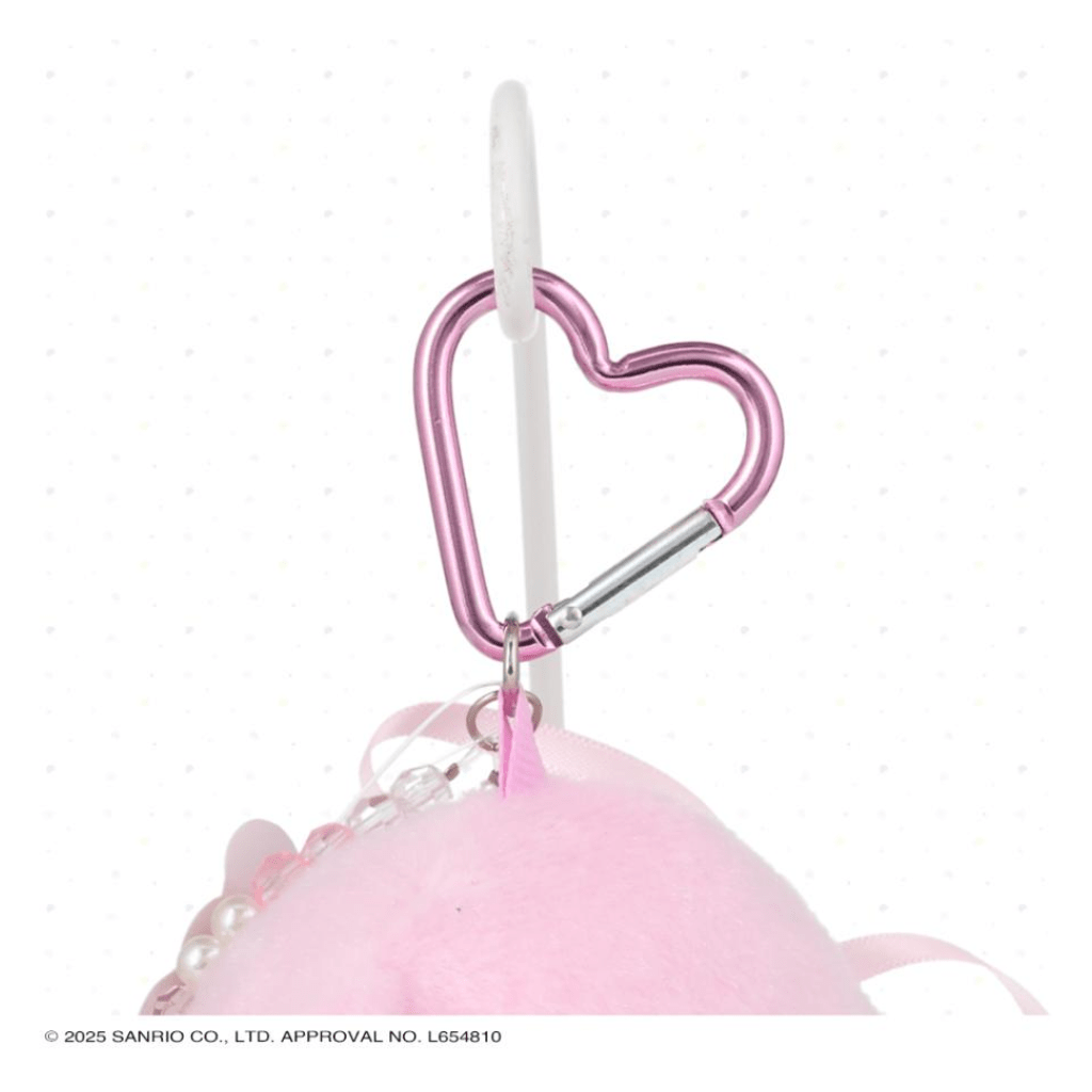 Sanrio My Melody Heart Carabiner Plush Keychain with Pearl Strap - Twinkle Glory