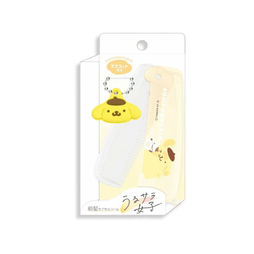 Sanrio Pompompurin Folding Travel Comb with Mascot Charm - Twinkle Glory