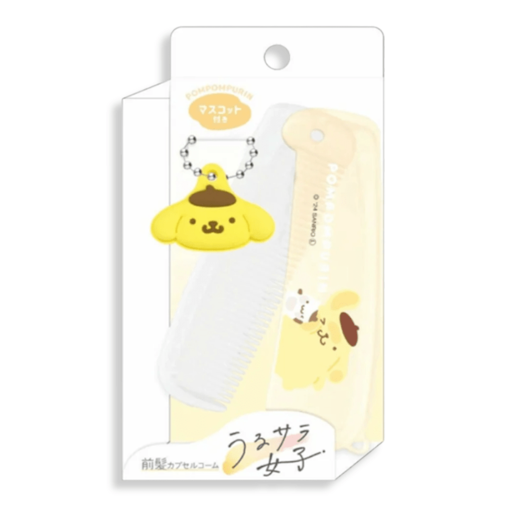 Sanrio Pompompurin Folding Travel Comb with Mascot Charm - Twinkle Glory