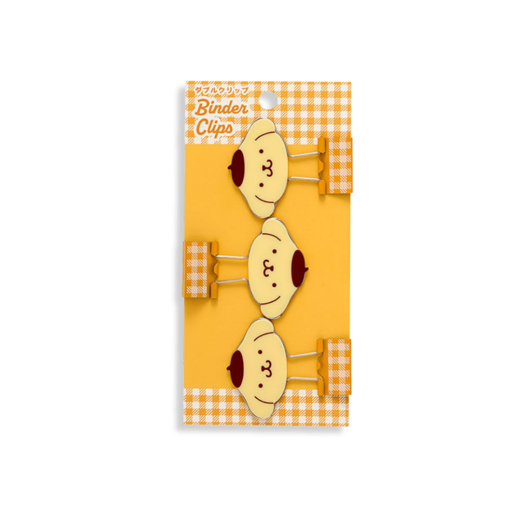 Sanrio Pompompurin Gingham Binder Clips 3 - pcs Set - Twinkle Glory
