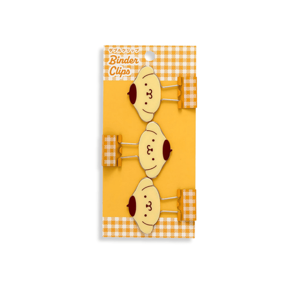 Sanrio Pompompurin Gingham Binder Clips 3 - pcs Set - Twinkle Glory