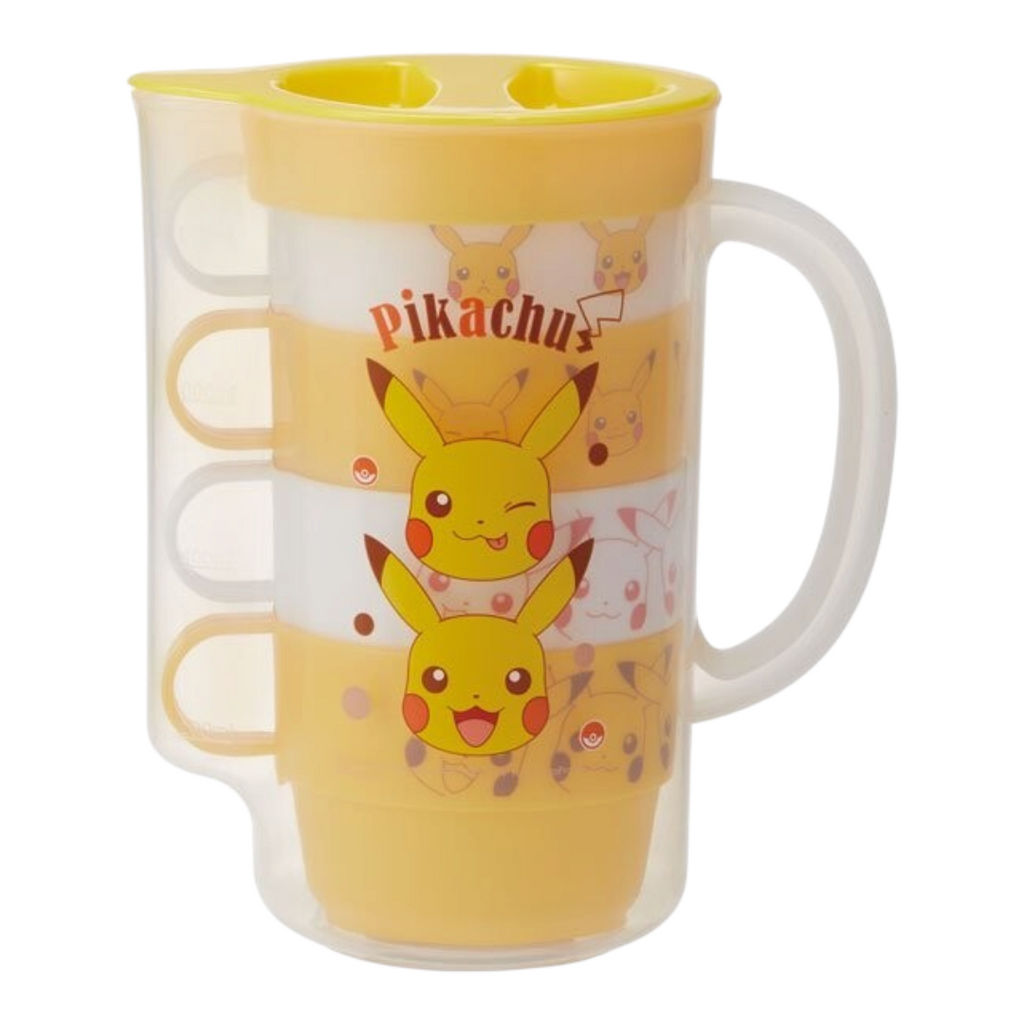 Twinkle Glory Skater Pokémon Pikachu stacking cup and jug set featuring playful yellow character prints on plastic