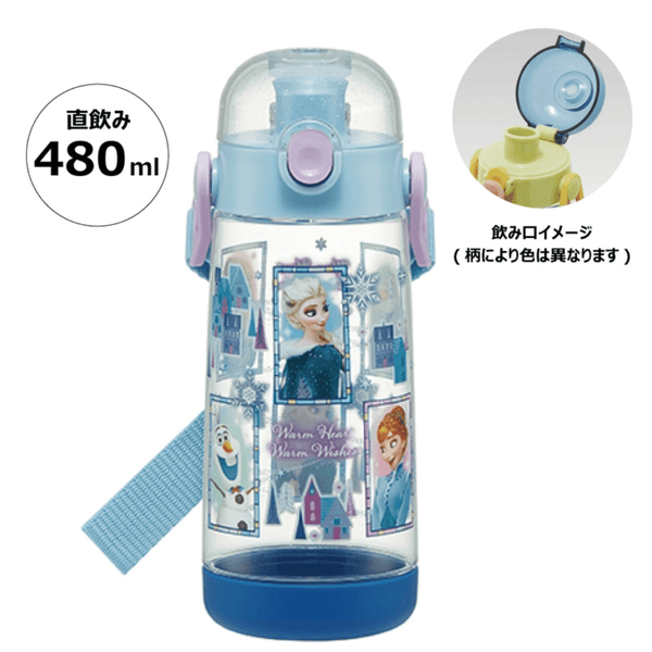 Skater Disney Princess Frozen Clear One Touch Bottle 480ml - Twinkle Glory