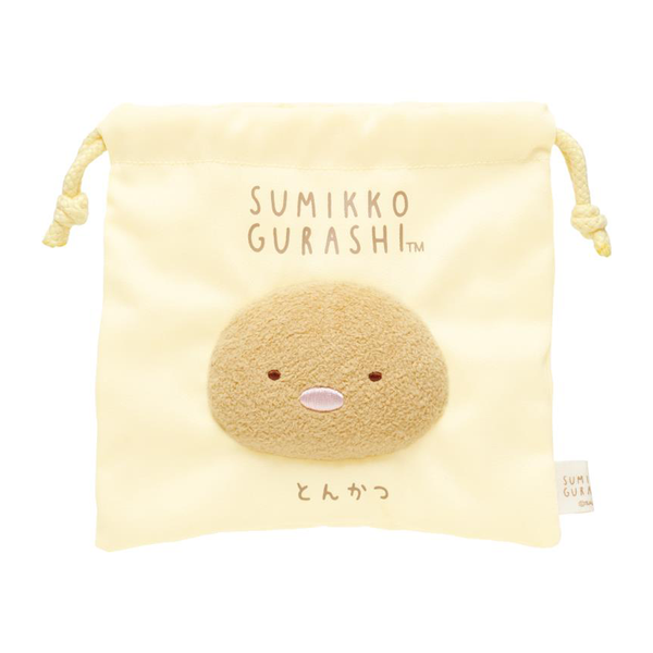 Sumikko Gurashi Tonkatsu 3D Fluffy Face Drawstring Bag