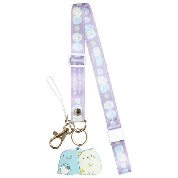 Sumikko Gurashi Neko & Tokage Neck Strap With Mascot