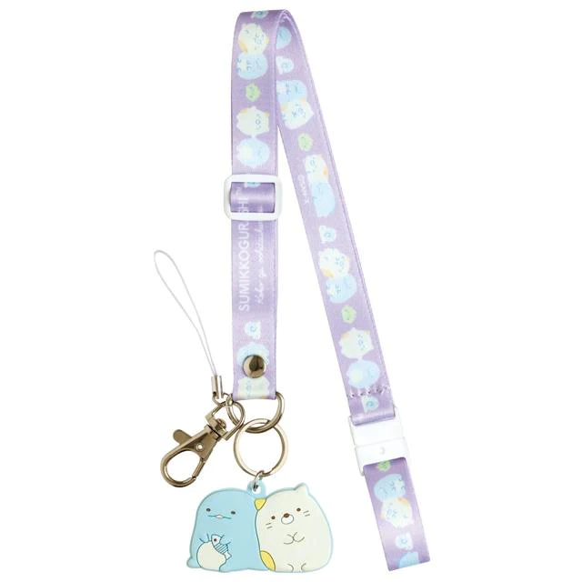 Sumikko Gurashi Neko & Tokage Neck Strap With Mascot