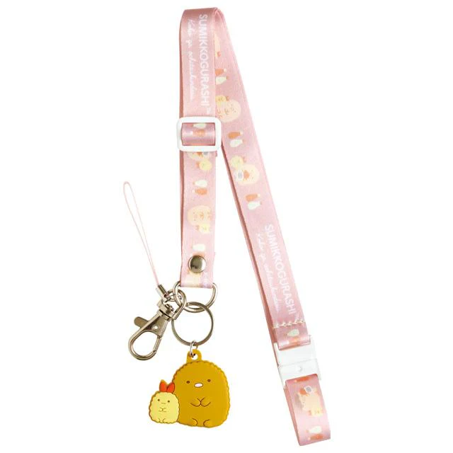 Sumikko Gurashi Tonkatsu & Ebifurai No Shippo Neck Strap With Mascot