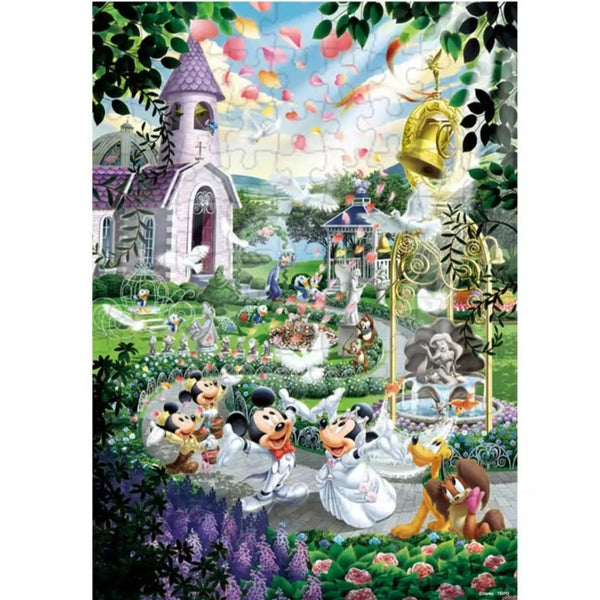 Tenyo Disney Mickey Mouse & Minnie Mouse Crystal Wedding Bell Jigsaw Puzzle 108pcs