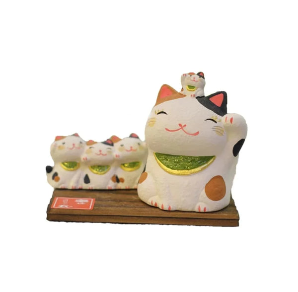 Tri Colour Lucky Cat of Five Set