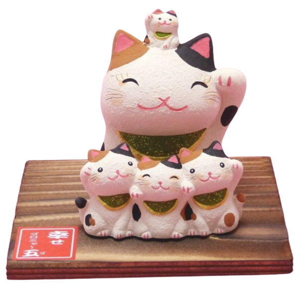 Tri Colour Lucky Cat of Five Set