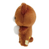 Twinkle Glory San-X Chairoikoguma plush toy in soft brown polyester with a fluffy white chest patch, side view