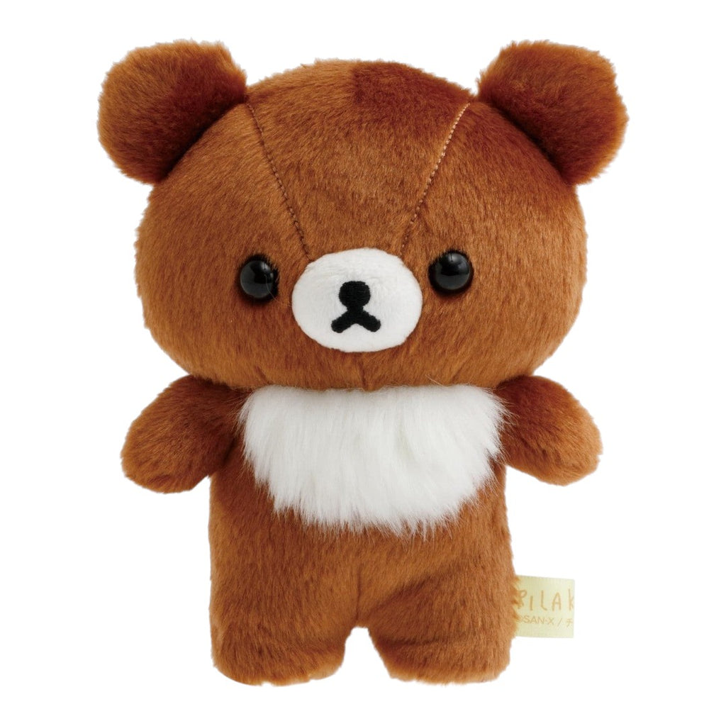 Twinkle Glory 15cm Chairoikoguma plush toy with soft brown fur, fluffy white chest patch, and embroidered face details.