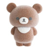 Twinkle Glory San-X Chairoikoguma flocked figure with a soft brown velvety texture and white chest patch