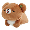 Twinkle Glory San-X Chairoikoguma plush toy with a sleepy expression, soft brown polyester, and a green clover detail.