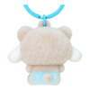 Twinkle Glory Sanrio Cinnamoroll flocked resin mascot keychain with a blue plastic ring attachment