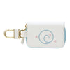 Twinkle Glory Sanrio Cinnamoroll white PU leather key case with blue trim, gold buckle, and embroidered star details.