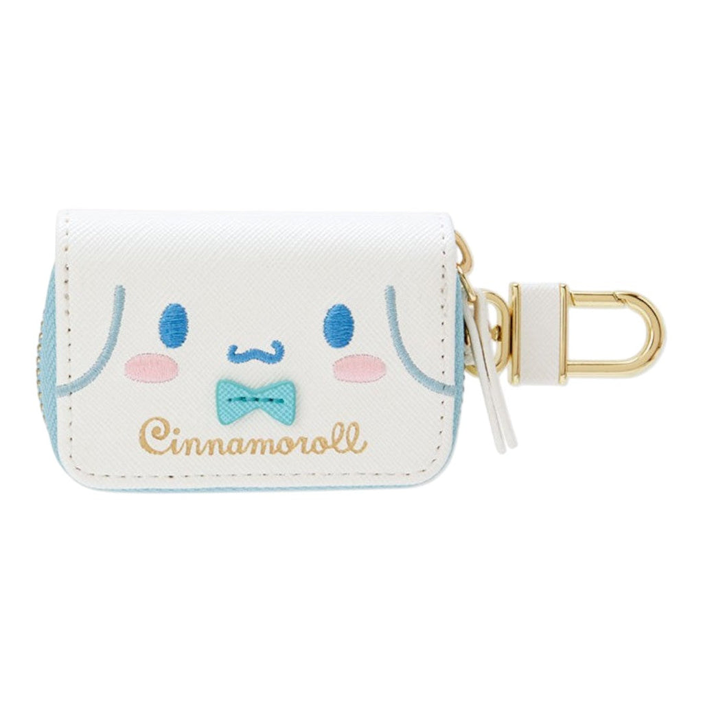 Twinkle Glory Sanrio Cinnamoroll white PU leather key case with embroidered character face and gold buckle