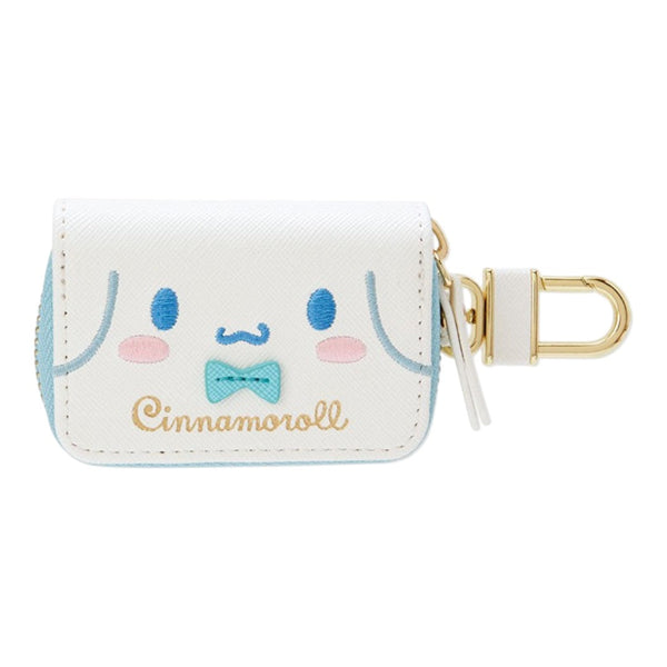 Twinkle Glory Sanrio Cinnamoroll white PU leather key case with embroidered character face and gold buckle