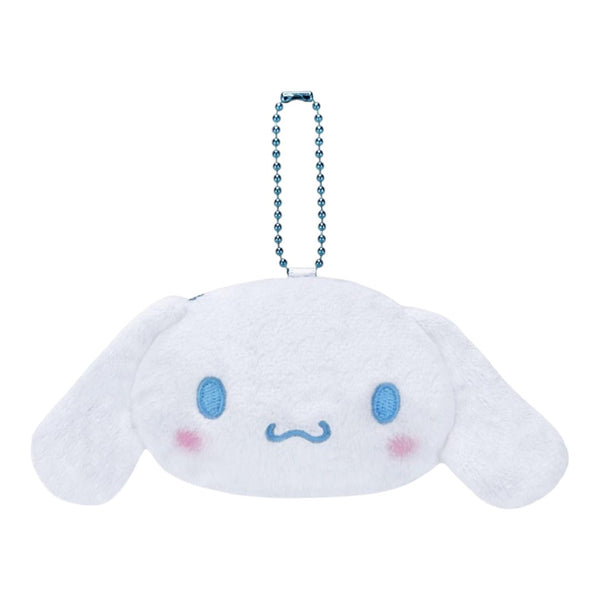 Twinkle Glory Sanrio Cinnamoroll plush mini coin case with a blue ball chain for attaching to bags
