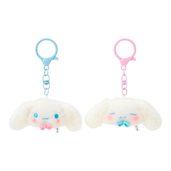 Twinkle Glory Sanrio Cinnamoroll fluffy plush key ring pair with blue and pink plastic clips