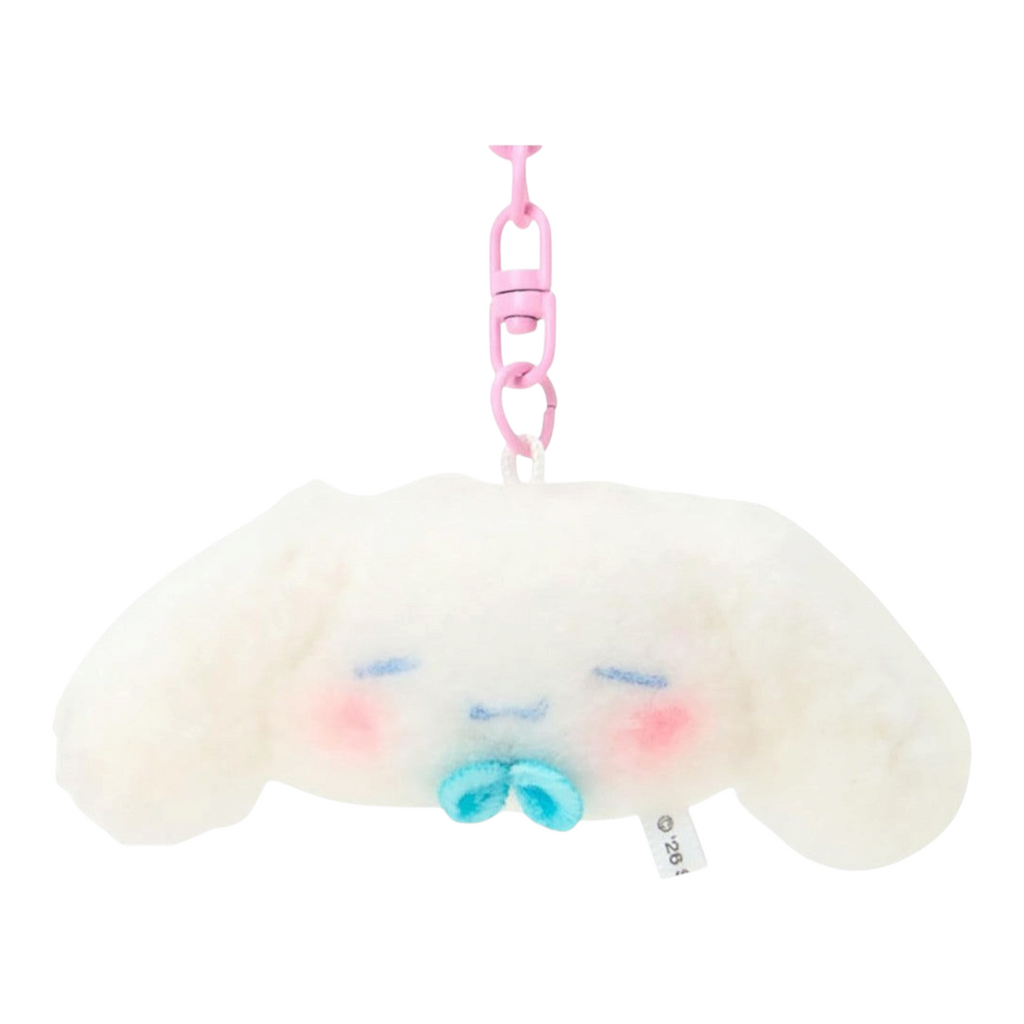 Twinkle Glory Sanrio Cinnamoroll plush key ring with a soft white polyester mascot and a pink plastic clip