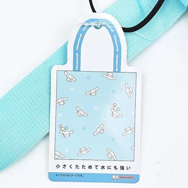Twinkle Glory Cinnamoroll reusable polyester bag with light blue pattern and character tag