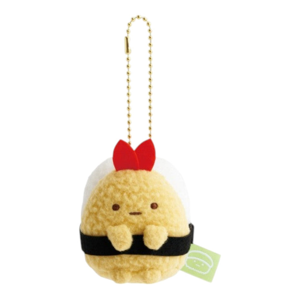 Twinkle Glory San-X Sumikko Gurashi Ebifurai no Shippo plush keychain dressed as a sushi gunkan roll