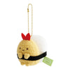 Twinkle Glory San-X Sumikko Gurashi Ebifurai no Shippo plush keychain styled as a sushi gunkan roll