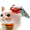 Twinkle Glory Goenneko ceramic lucky cat figurine wearing a traditional Japanese lion dance mask