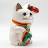 Twinkle Glory Goenneko ceramic lucky cat figurine performing a traditional Japanese lion dance for good fortune.