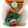 Twinkle Glory Goenneko ceramic lucky cat figurine featuring a festive lion dance costume with intricate floral detail.