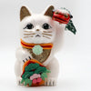Twinkle Glory Goenneko ceramic lucky cat figurine performing a traditional Japanese lion dance for good fortune.