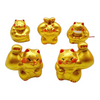 Twinkle Glory set of five hand-painted gold porcelain muscle lucky cat mascots for wealth and prosperity