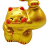 Twinkle Glory hand-painted gold porcelain lucky cat figurine with a muscular arm for prosperity and good fortune.