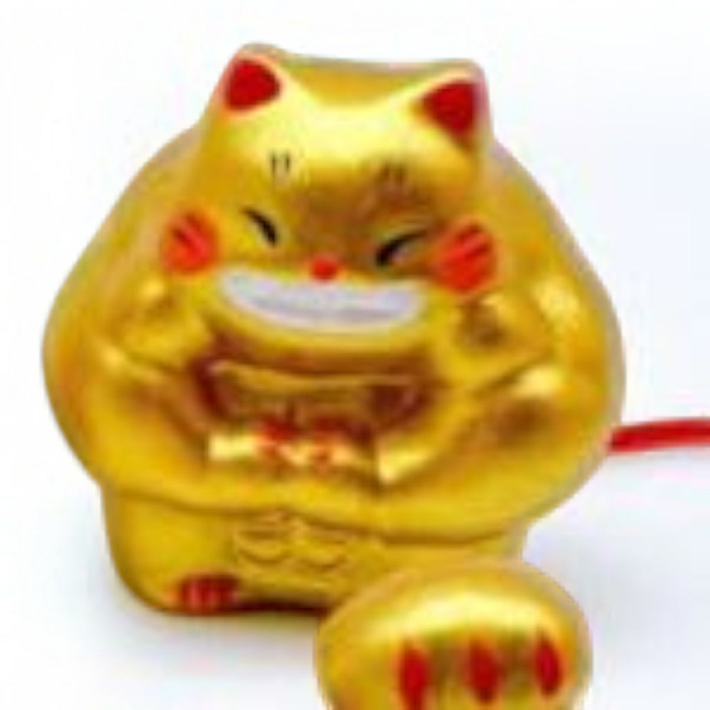 Twinkle Glory gold hand-painted porcelain muscle lucky cat figurine for wealth and prosperity