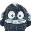 Twinkle Glory Sanrio Hangyodon plush keychain featuring a soft black fuzzy character with metallic blue accents.