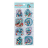 Twinkle Glory Sanrio Hangyodon water sticker sheet featuring blue character designs with floating star confetti