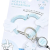 Twinkle Glory Hello Kitty Sparkling Angel heart-shaped acrylic carabiner keychain with a retractable reel.