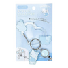 Twinkle Glory Hello Kitty blue acrylic retractable carabiner reel clip with heart-shaped design and metal hardware