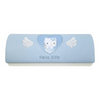 Twinkle Glory light blue Hello Kitty eyeglasses case featuring a heart motif with embroidered wings and logo.