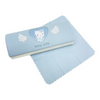 Twinkle Glory light blue Hello Kitty eyeglasses case with heart and wing embroidery and matching cleaning cloth