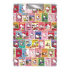 Twinkle Glory Hello Kitty clipboard featuring a colorful collage of vintage character illustrations and steel clip
