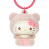 Twinkle Glory Sanrio Hello Kitty 3D flocked resin mascot keychain with a pink ring for bags and keys