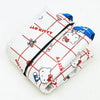 Twinkle Glory Hello Kitty water resistant polyester eco bag folded with a white red grid pattern and blue straps