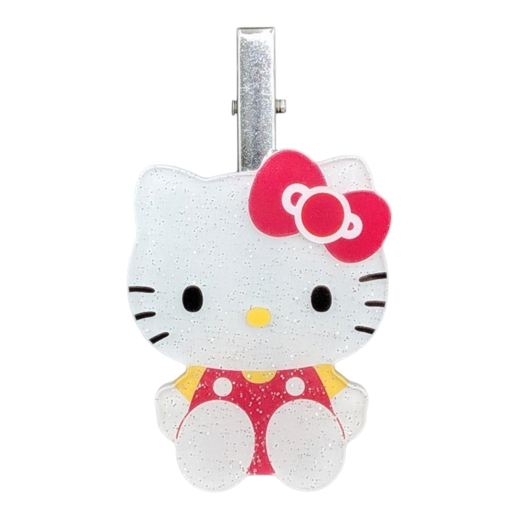 Twinkle Glory Hello Kitty die-cut hair clip with a shimmering glitter finish and secure steel clasp