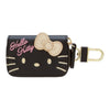 Twinkle Glory Sanrio Hello Kitty black PU leather key case with gold embroidered bow and Hello Kitty face details