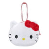 Twinkle Glory Hello Kitty plush mini coin case with a red bow and ball chain attachment for bags