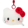 Twinkle Glory Sanrio Hello Kitty fluffy polyester plush key ring with a signature red bow and metal clasp