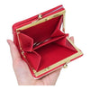 Twinkle Glory Sanrio Hello Kitty red synthetic leather bifold wallet with gold clasp coin compartment open